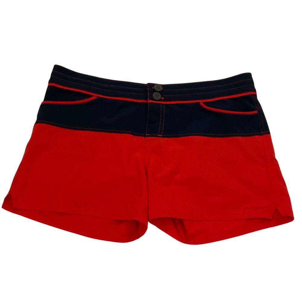 Patagonia Women’s 8 Colorblock‎ Meridian 4” Orange and Blue Shorts Outdoor